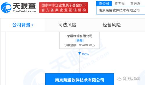 榮耀南京設立軟件技術公司，注冊資本9.57億元加碼信息技術服務